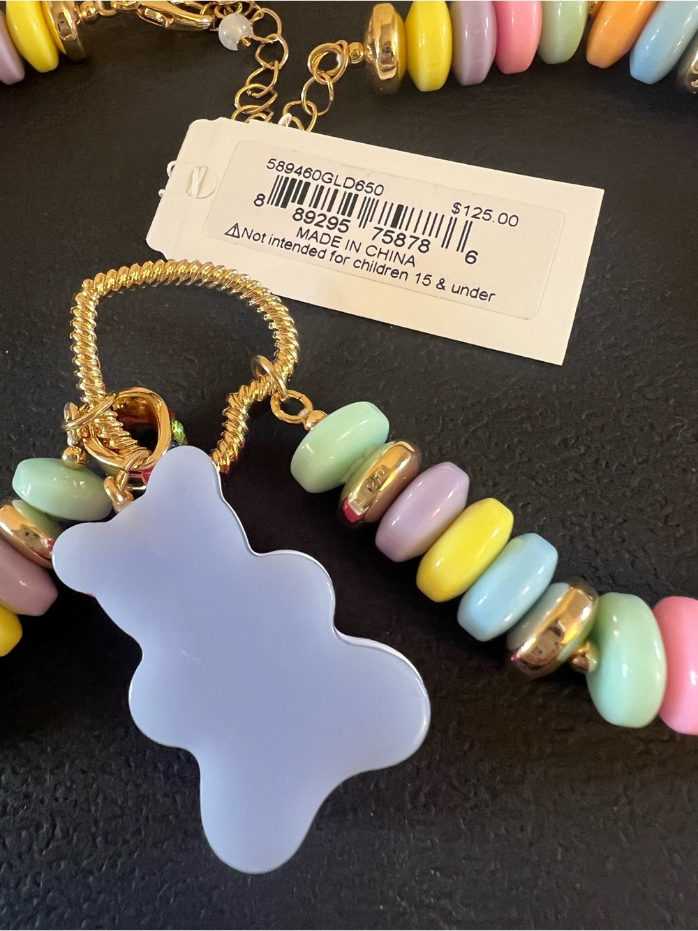 Betsey Johnson Pink Gummy Bear Charm Pastel Beaded Necklace - Picture 7 of 16